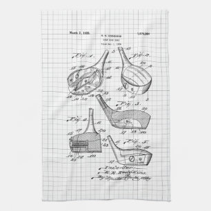 Illustration eines Vintage-Golfschlägers Geschirrtuch