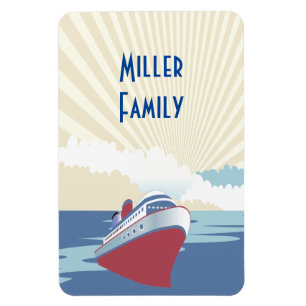 Illustration eines Vintage-Kreuzfahrtschiffs als T Magnet
