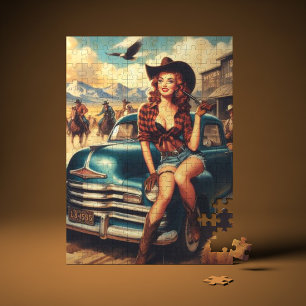 Illustration eines vintage Landmädchens Puzzle