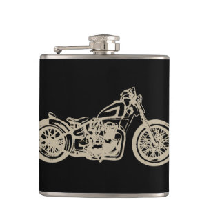 Illustration eines Vintage-Motorrads Flachmann