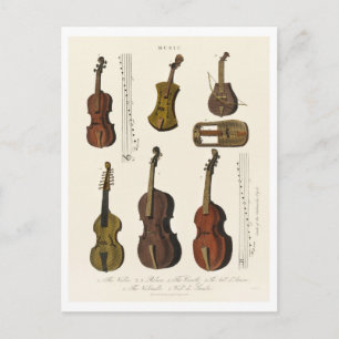 Illustration eines Vintage-Musikinstruments Postkarte