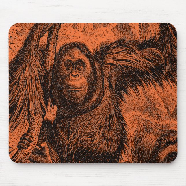 Illustration eines Vintage-Orang-Utans - Affe Mousepad (Vorne)