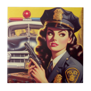 Illustration eines vintage Polizeibeamten Fliese
