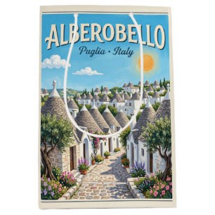 Illustration eines Vintage-Reiseposters von Albero Mittlere Geschenktüte