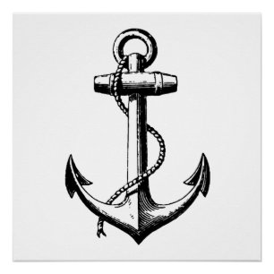 Illustration eines Vintage-Schiffanchors Poster