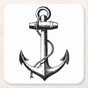Illustration eines Vintage-Schiffanchors Rechteckiger Pappuntersetzer