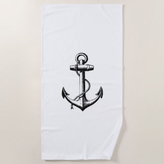 Illustration eines Vintage-Schiffanchors Strandtuch
