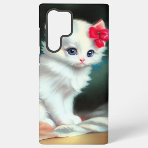 Illustration eines weißen Kätzchens im Vintage-Sti Samsung Galaxy Hülle