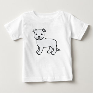 Illustration eines weißen Staffordshire Bull Terri Baby T-shirt