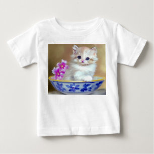 Illustration eines weißen Vintage-Kätzchens Baby T-shirt