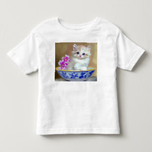 Illustration eines weißen Vintage-Kätzchens Kleinkind T-shirt