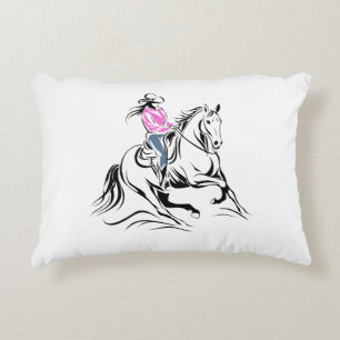Illustration eines Western-Cowgirls auf einem Reit Dekokissen