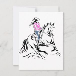 Illustration eines Western-Cowgirls auf einem Reit Mitteilungskarte