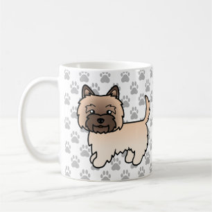 Illustration eines Wheaten Cairn Terrier Hundes & Kaffeetasse