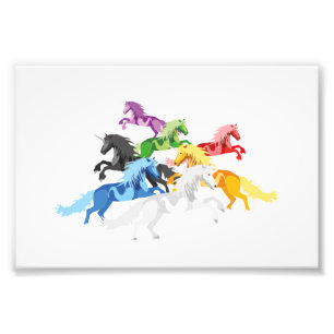Illustration farbenfrohe wilde Unicorns Fotodruck
