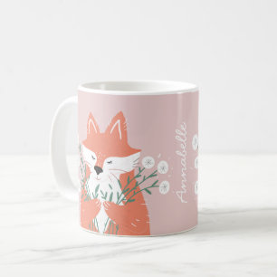 Illustration Fox Riechen Blume Personalisiert Kaffeetasse