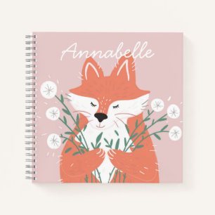 Illustration Fox Riechen Blume Personalisiert Notizbuch
