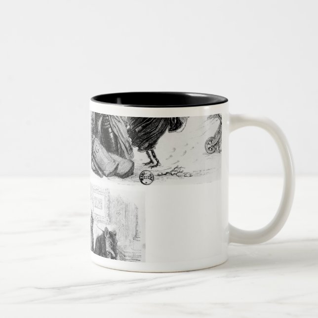 Illustration für 'den Wolf und das Lambb Zweifarbige Tasse (Rechts)