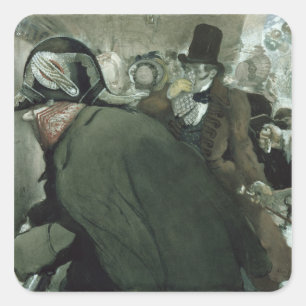 Illustration für die Nase von Nikolai Gogol Quadratischer Aufkleber