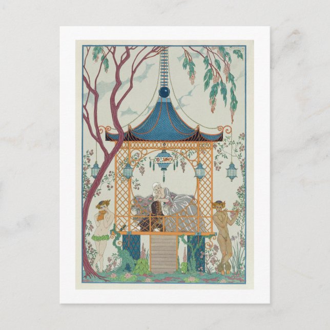 Illustration für "Fetes Galantes" von Paul Verlain Postkarte (Vorderseite)