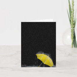 Illustration Gelber Schirm in Regen verloren Karte