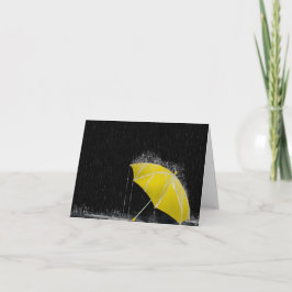 Illustration Gelber Schirm in Regen verloren Karte