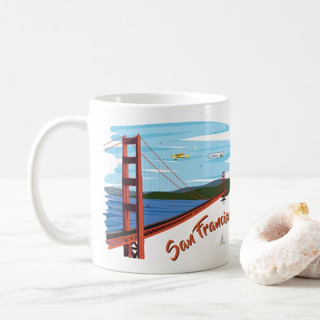 Illustration Golden gate bridges San Francisco Kaffeetasse (Mit Donut)
