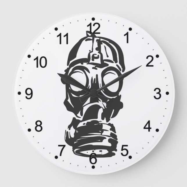 Illustration Hand Drawn of Sketch Gas Mask Große Wanduhr (Vorderseite)