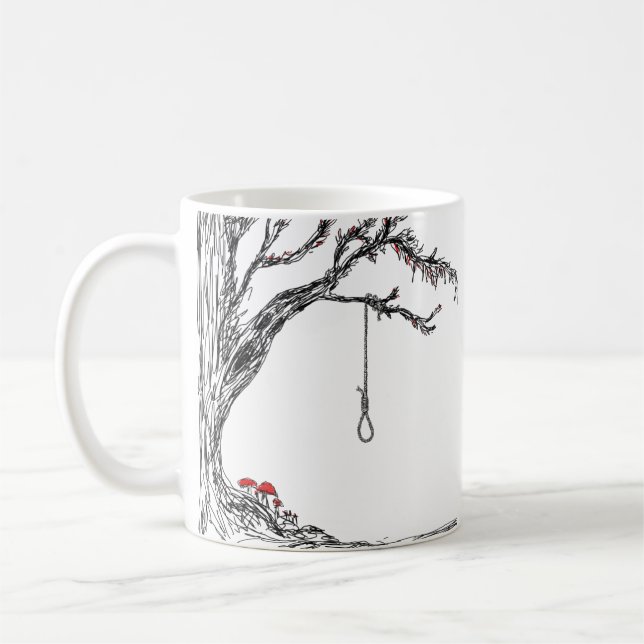 Illustration hangman's noose & mushrooms kaffeetasse (Links)