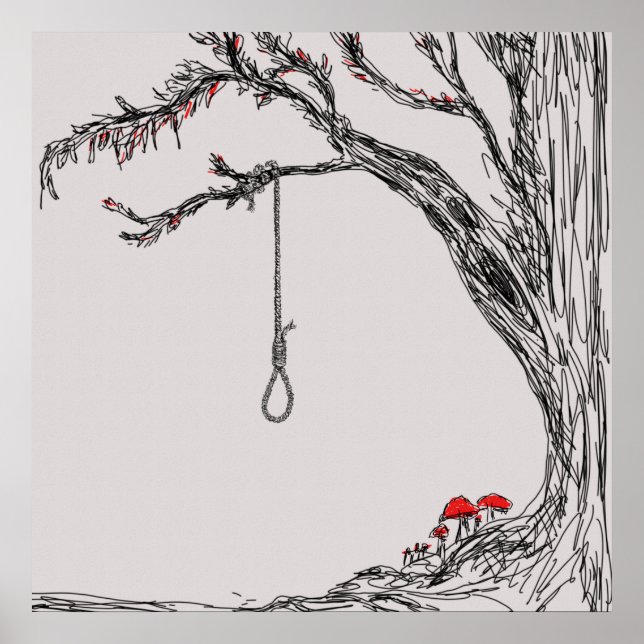 Illustration hangman's noose & mushrooms poster (Vorne)