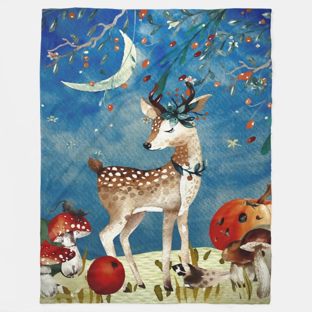 Illustration Herbst-Waldfreunde Fleecedecke (Vorderseite)