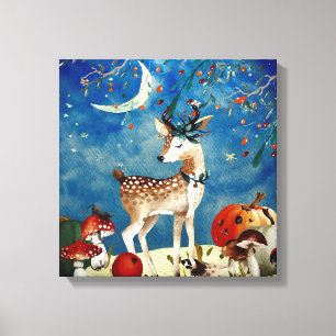 Illustration Herbst-Waldfreunde Leinwanddruck