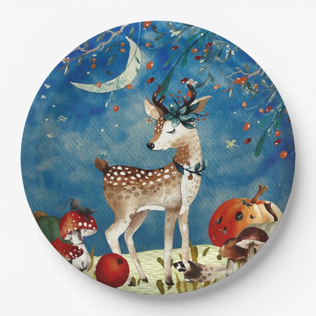 Illustration Herbst-Waldfreunde Pappteller (Vorderseite)