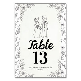 Illustration Hochzeitstisch-Nummer für ein skurril Tischnummer
