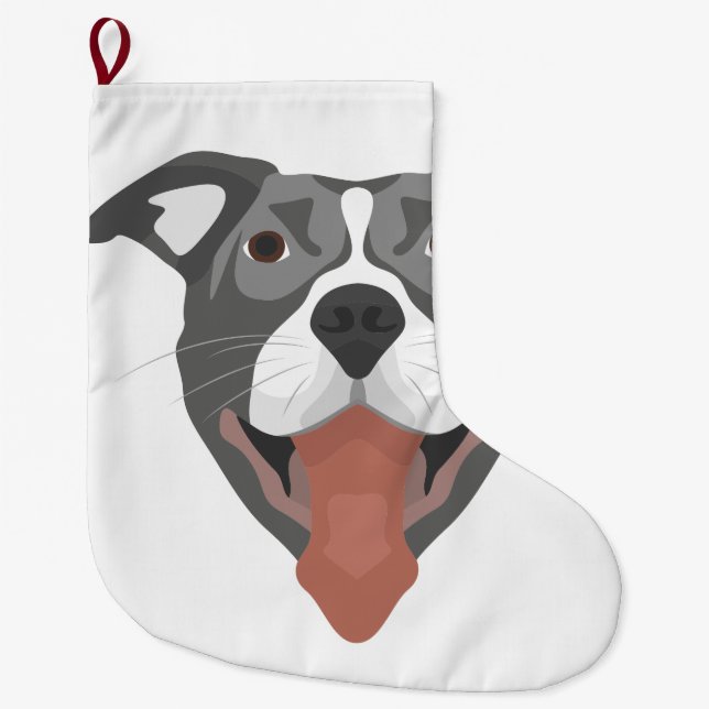 Illustration Hund lächelnd Pitbull Großer Weihnachtsstrumpf (Vorderseite)