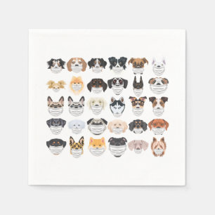 Illustration Hunde mit Set der Atemwege Serviette