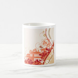 Illustration im Blumenhaus Swirl und Naturmuster Kaffeetasse