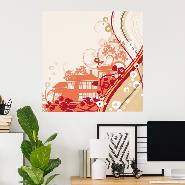 Illustration im Blumenhaus Swirl und Naturmuster Poster (Von Creator hochgeladen)