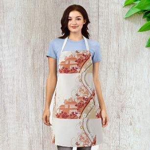 Illustration im Blumenhaus Swirl und Naturmuster Schürze