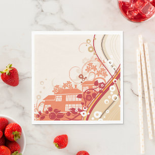 Illustration im Blumenhaus Swirl und Naturmuster Serviette
