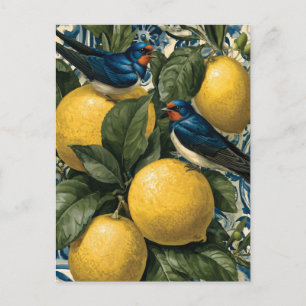 Illustration im mediterranen Stil mit Schwalben Postkarte