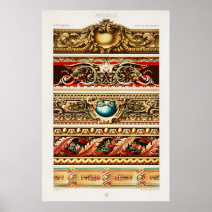 Illustration im Vintage-Blumenmuster-Stil Poster