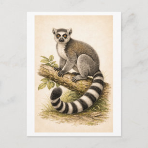 Illustration im Vintage-Stil eines Lemuren Postkarte