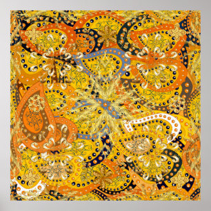 Illustration in Gelb, Orange und Braun. I Poster