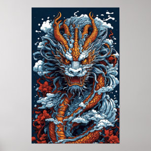 Illustration Japanischer Drachen Poster