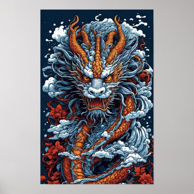 Illustration Japanischer Drachen Poster (Vorne)