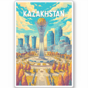 Illustration Kasachstan Reise Kunst Vintage Aufkleber