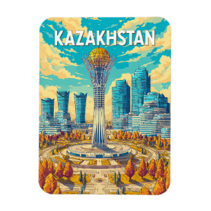 Illustration Kasachstan Reise Kunst Vintage Magnet