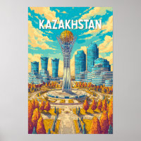 Illustration Kasachstan Reise Kunst Vintage