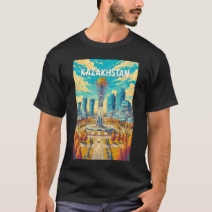 Illustration Kasachstan Reise Kunst Vintage T-Shirt